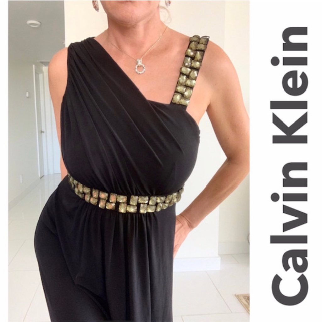 Nwt Calvin Klein Women's Black Full-Lenght Party Prom Dress